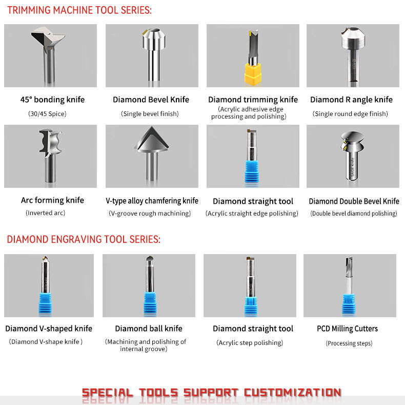 Πρακτικά εργαλεία κοπής αλεξίπτωσης CNC Βιομηχανικό ακρυλικό εργαλείο CNC Chamfer Για ακρυλικό υψηλής ταχύτητας κοπή